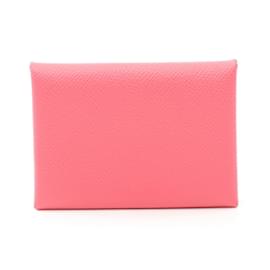 Hermès-Hermes Calvi Duo Wallet/Coin Case-Pink
