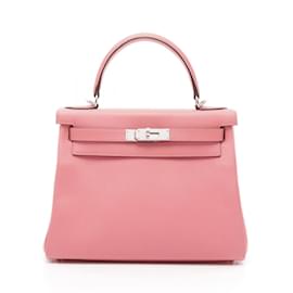 Hermès-Hermes Kelly 28 Verso Handbag-Pink,Red