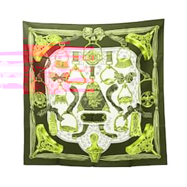 Hermès-Hermes Carre 90 Silk Scarf-White,Multiple colors,Dark red
