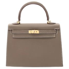 Hermès-Hermes Kelly 25 Handbag-Brown,Taupe