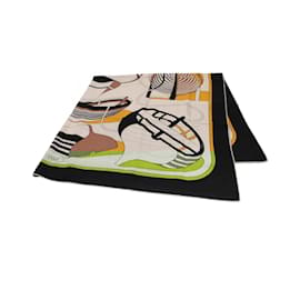 Hermès-Hermes Carre Gean 140 THALASSA Scarf-Black,Cream,Yellow