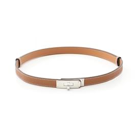 Hermès-Hermes Kelly Belt in Epsom Leather-Brown,Golden