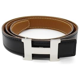 Hermès-Hermes H Belt Constance-Black,Golden