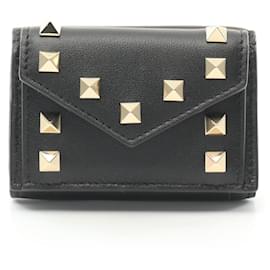 Valentino-Valentino Rockstud Tri-fold Wallet-Black