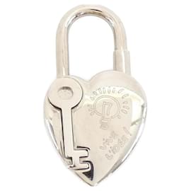Hermès-Porte-clés en forme de cadenas HEART d'Hermès-Argenté
