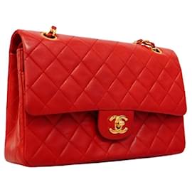 Chanel-Chanel Red Lambskin Shoulder Bag-Red