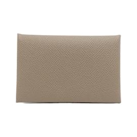 Hermès-Hermes Calvi Business Card Holder-Taupe