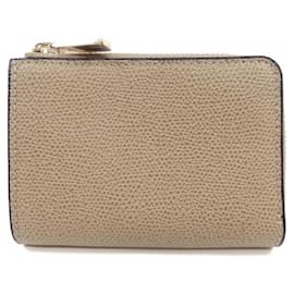 Valextra-Valextra Beige Calfskin Coin Purse-Beige