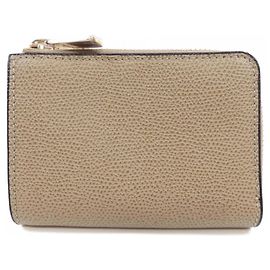 Valextra Beiger Kalbsleder-Münzgeldbörse Beige