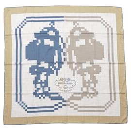 Hermès-Hermes Silk and Cashmere Scarf-Brown,Beige,Navy blue