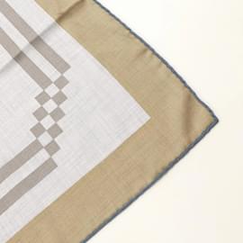 Hermès-Hermes Silk and Cashmere Scarf-Brown,Beige,Navy blue