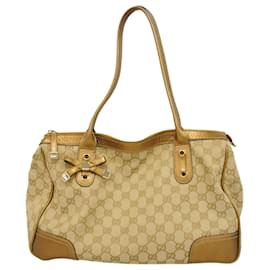 Gucci-Gucci Tote Bag GG Canvas Princess-Brown,Golden