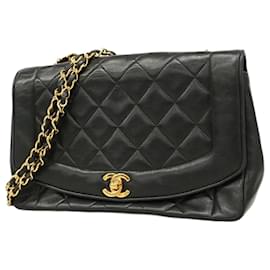 Chanel-Sac à épaule en agneau noir Chanel-Noir