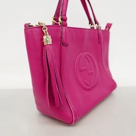 Gucci-Gucci Pink Leather Tote Bag-Pink