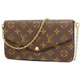 Louis Vuitton-Pochette Felicie Monogram Louis Vuitton-Marron,Fuschia