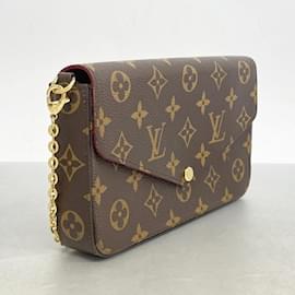 Louis Vuitton-Pochette Felicie Monogram Louis Vuitton-Marron,Fuschia