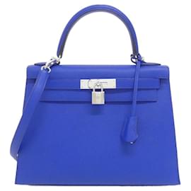 Hermès-Hermes Kelly Verso 28cm Handbag-Blue,Dark purple