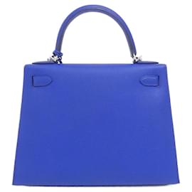 Hermès-Hermes Kelly Verso 28cm Handbag-Blue,Dark purple