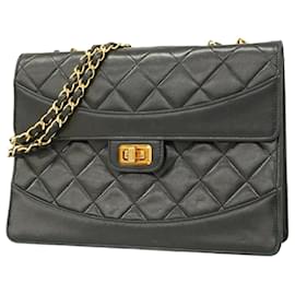 Chanel-Sac à épaule en agneau noir Chanel-Noir