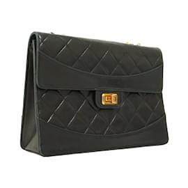 Chanel-Sac à épaule en agneau noir Chanel-Noir