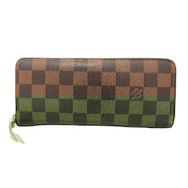 Louis Vuitton-Louis Vuitton Long Wallet Damier Portefeuille Clemence-Pink,Damier ebene