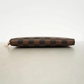 Louis Vuitton-Portefeuille Clemence Damier Louis Vuitton Long-Rose,Damier ebène