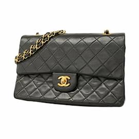 Chanel-Sac à épaule en agneau noir Chanel-Noir