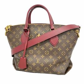 Louis Vuitton-Sac à main zippé Monogram Flower MM de Louis Vuitton-Marron