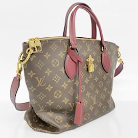 Louis Vuitton-Sac à main zippé Monogram Flower MM de Louis Vuitton-Marron