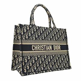 Christian Dior-Christian Dior Tote Bag Trotter Book Canvas Navy-Navy blue