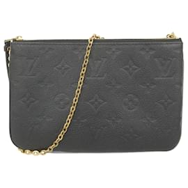 Louis Vuitton-Sac à bandoulière Pochette Double Zip Monogram Empreinte Louis Vuitton-Noir