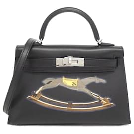 Hermès-Hermes CHEVAL DE BOIS Mini Kelly 2 Handbag-Black