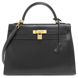 Hermès-Sac à main Hermes Kelly 32 cm-Noir