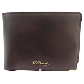 St Dupont-NINE ST DUPONT WALLET 190453 LEATHER WORKSHOP BROWN CARD HOLDER WALLET-Brown