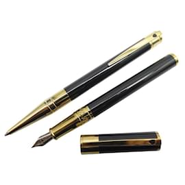 St Dupont-NINE LOT ST DUPONT D-INITIAL 260205/265201 FOUNTAIN PEN + LACQUER BALLPOINT PEN-Black