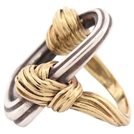 Van Cleef & Arpels-VINTAGE VAN CLEEF & ARPELS NOEUD RING T55 IN 18K YELLOW GOLD & 18.9GR SILVER-Other