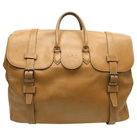 Hermès-VINTAGE HERMES DRAG 55 TRAVEL BAG IN NATURAL COWHIDE WEEKEND LUGGAGE-Camel