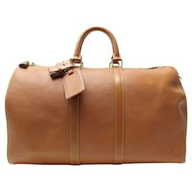 Louis Vuitton-LOUIS VUITTON KEEPALL 45 EPI LEATHER GOLD TRAVEL HAND BAG-Camel