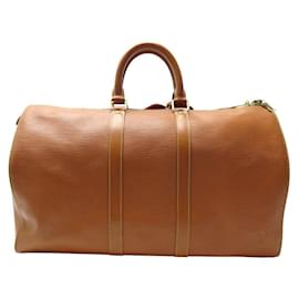 Louis Vuitton-LOUIS VUITTON KEEPALL 45 EPI LEATHER GOLD TRAVEL HAND BAG-Camel