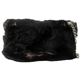 Chanel-NEUF SAC A MAIN CHANEL TIMELESS CUIR FOURRURE ORYLAG 24 CM BANDOULIERE HANDBAG-Noir