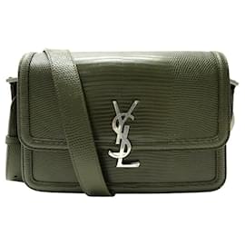 Yves Saint Laurent-NINE SAINT LAURENT SOLFERINO MEDIUM 711039 KHAKI LIZARD LEATHER HANDBAG-Khaki