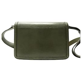 Yves Saint Laurent-NINE SAINT LAURENT SOLFERINO MEDIUM 711039 KHAKI LIZARD LEATHER HANDBAG-Khaki