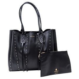 NUOVO BORSO TOTE LANVIN NELA IN PELLE NERA CON STUDS Nero