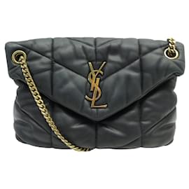 Yves Saint Laurent-SAINT LAURENT LOULOU PUFFER SMALL 577476 SHOULDER BAG-Black