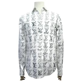 Louis Vuitton-NINE LOUIS VUITTON MONOGRAM LOGO PLAYS RM211M S 46 COTTON SHIRT-White