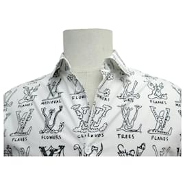 Louis Vuitton-NINE LOUIS VUITTON MONOGRAM LOGO PLAYS RM211M S 46 COTTON SHIRT-White