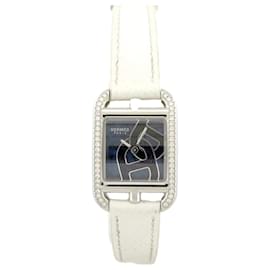 Hermès-HERMES CAPE COD WATCH CC1.330 DIAMOND ANCHOR CHAIN WHITE BRACELET BOX-Silvery