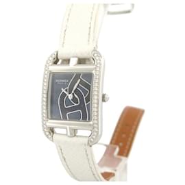Hermès-HERMES CAPE COD WATCH CC1.330 DIAMOND ANCHOR CHAIN WHITE BRACELET BOX-Silvery