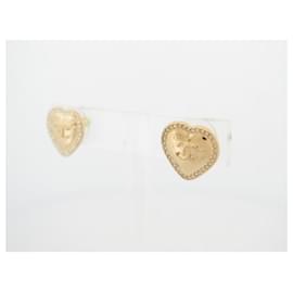 Chanel-NEW CHANEL HEART & CC LOGO STRASS METAL STUD EARRINGS-Golden