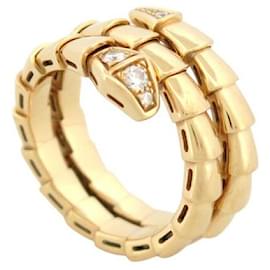 Bulgari-NEUF BAGUE BULGARI SERPENTI VIPER DIAMANTS 357878 EN OR JAUNE 18K T52 RING-Doré
